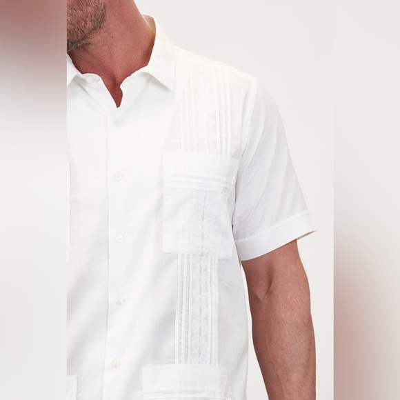 San Cristobal Short Sleeve‎ 4-Pocket Havana Classic Guayabera Small White Casual - Picture 9 of 12